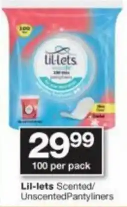 Checkers Hyper Lil-Lets Scanted//Unscented Panty Liners 100 per Pack offer