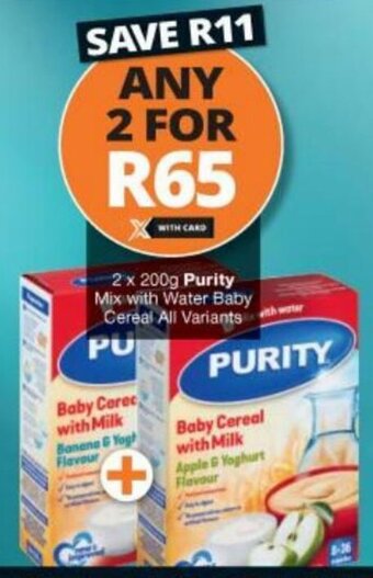 Checkers Hyper Purity Mix with Water Baby Cereal 2 x 200g offer