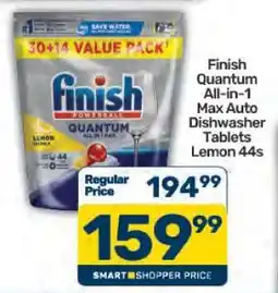 Pick n Pay Finish Quantum All-in-1 Max Auto Dishwasher Tablets Lemon 44s offer