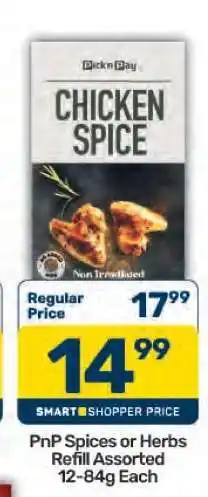 Pick n Pay PnP Spices or Herbs Refill Assorted 12-84g Each offer