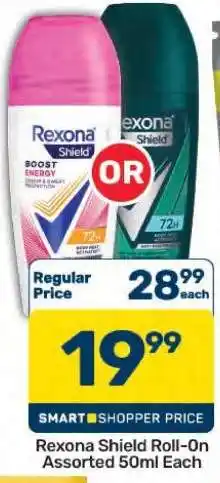 Pick n Pay Hypermarket Rexona-Shield Roll-on Assorted 50ml Each offer