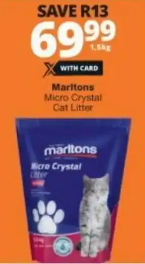 Checkers Hyper Marltons Micro Crystal Cat Litter 1,5kg offer