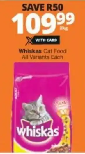 Whiskas Cat Food 2kg offer at Checkers Hyper