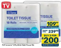 Pick n Pay PnP no name 2 Ply White Toilet Tissue offer
