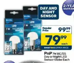 Pick n Pay PnP 7W BC/ES Day or Night LED Sensor Globe offer