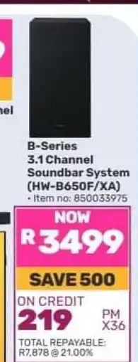 Game B-Series 3.1 Channel Soundbar System (HW-B650F/XA) offer