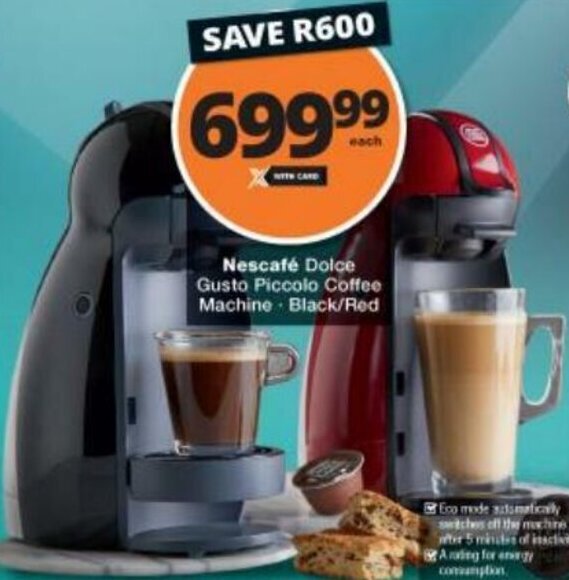 Nescafé Dolce Gusto Piccolo Coffee Machine Black/Red offer at Checkers