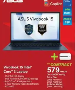 Incredible Connection VivoBook 15 Intel Core 3 Laptop offer