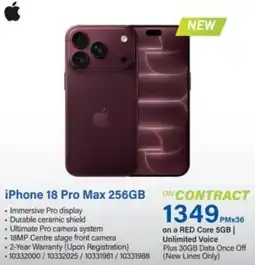 Incredible Connection iPhone 18 Pro Max 256GB offer