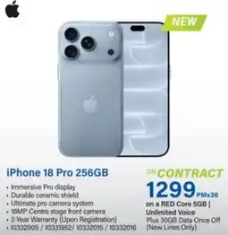 Incredible Connection iPhone 18 Pro 256GB offer