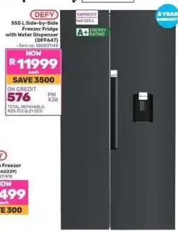 Game DEFY 555 L Side-by-Side Freezer Fridge with Water Dispenser (DFF647) offer