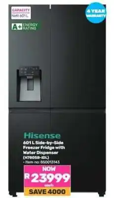 Game Hisense 601L Side-by-Side Freezer Fridge with Water Dispenser offer