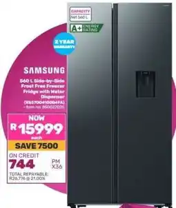 Game Samsung 560 L Side-by-Side Frost Free Freezer Fridge with Water Dispenser offer
