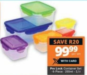 Pre Lock Container Set 6-Piece 200ml 2,1L
