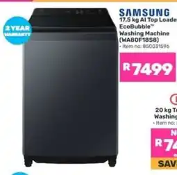 Game Samsung 17.5 kg AI Top Loader EcoBubble Washing Machine offer