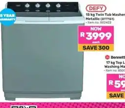 Game DEFY 15 kg Twin Tub Washer Metallic (DTT151) offer
