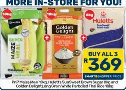 Pick n Pay PnP Maize Meal, Hulett's SunSweet Brown Sugar, Golden Delight Long Grain White Parboiled Thai Rice offer