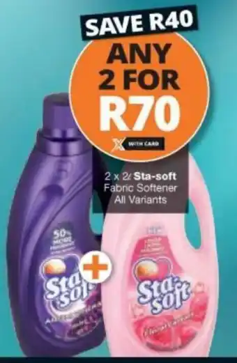 Checkers Hyper Sta-Soft Fabric Softener 2 x 2L offer