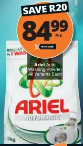 Checkers Hyper Ariel Auto Washing Powder 3kg offer