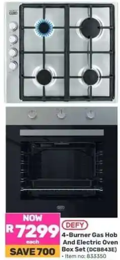 Game DEFY 4-Burner Gas Hob and Electric Oven Box Set (DCB843E) offer