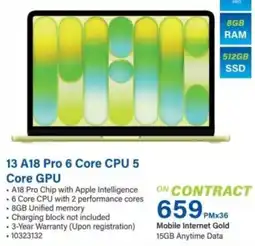 Incredible Connection 13 A18 Pro 6 Core CPU 5 Core GPU offer