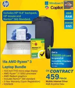 Incredible Connection HP 15s AMD Ryzen 3 Laptop Bundle offer