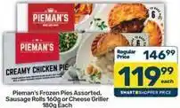 Pick n Pay Frozen - pies assorted, sausage rolls or cheese griller offer