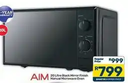 Pick n Pay Aim - 20 litre black mirror finish manual microwave oven offer