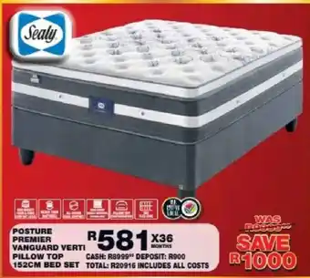 Sealy Posture Premier Vanguard Verti Pillow Top 152cm Bed Set