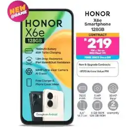 Game HONOR X6e Smartphone 128GB offer