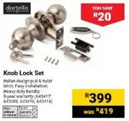 Builders Warehouse dortello Knob Lock Set offer