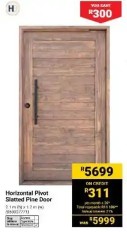 Builders Warehouse Horizontal Pivot Slatted Pine Door offer