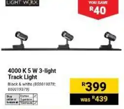 Builders Warehouse LIGHT W RX 4000 K 5 W 3-light Track Light offer