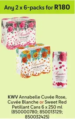 Makro’s liquor KWV Annabelle Cuvée Rose, Cuvée Blanche or Sweet Red Petillant offer