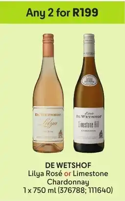 Makro’s liquor De Wetshof Lilya Rosé or Limestone Chardonnay offer