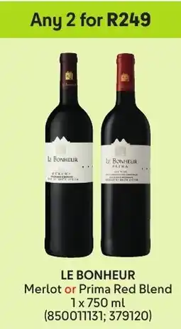 Makro’s liquor Le Bonheur Merlot or Prima Red Blend offer