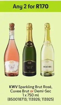 Makro’s liquor KWV Sparkling Brut Rosé, Cuvee Brut or Demi-Sec offer