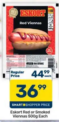 Pick n Pay Hypermarket Eskort Red or Smoked Viennas 500g offer
