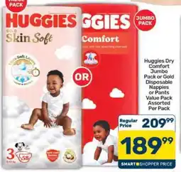 Pick n Pay Hypermarket Huggies Dry Comfort Jumbo Pack or Gold Disposable Nappies or Pants offer