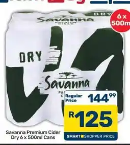 Pick n Pay Hypermarket Savanna Premium Cider Dry 6 x 500ml Cans offer