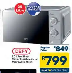 Pick n Pay Hypermarket DEFY 20 Litre Silver Mirror Finish Manual Microwave Oven offer