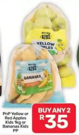 Pick n Pay Hypermarket PnP Yellow or Red Apples Kids 1kg or Bananas Kids offer