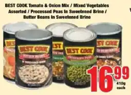 Boxer Best Cook Tomato & Onion Mix/ Mixed Vegetables Assorted/ Processed Peas In Sweetened Brine/ Butter Beans In Sweetened Brine offer
