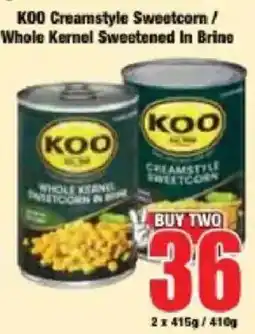 Boxer KOO Creamstyle Sweetcorn / Whole Kernel Sweetened In Brine offer