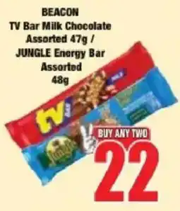 Boxer BEACON TV Bar Milk Chocolate Assorted / JUNGLE Energy Bar Assorted offer