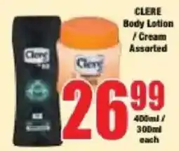 Boxer CLERE Body Lotion / Cream Assorted offer