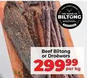 Food Lover's Market Beef biltong or droëwors offer