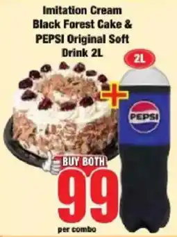 Boxer Imitation Cream Black Forest Cake & PEPSI Original Soft Drink offer