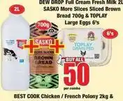 Boxer Sasko - full cream fresh milk & sliced brown bread & large eggs offer