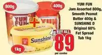Boxer Jam assorted & smooth peanut butter & fat spread tub offer